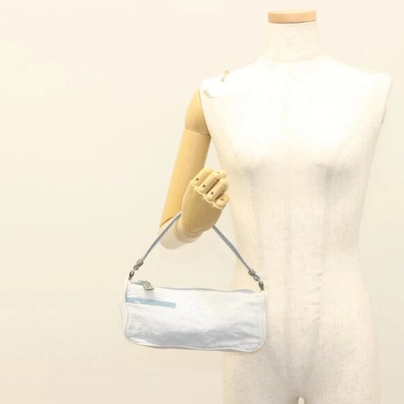 PRADA Sports Accessory Pouch Canvas Light Blue Silver Auth - Picture 15 of 16